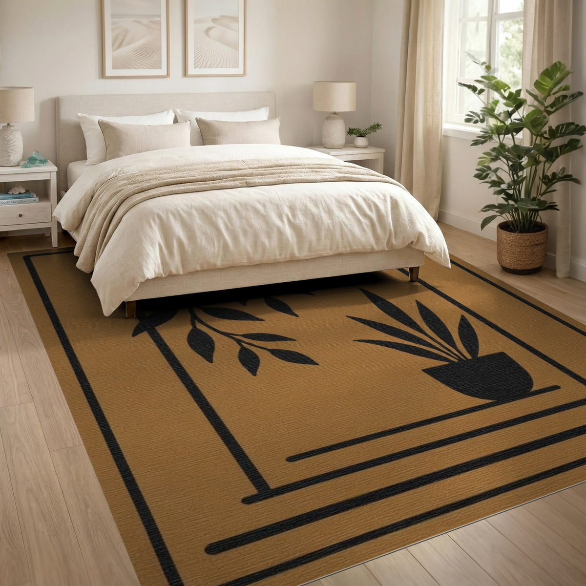 Boho Arch Botanical Brown Area Rug