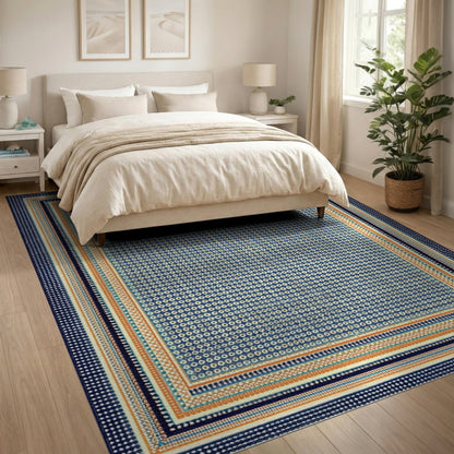 Blue Geometric Circle Blue and Teal Area Rug