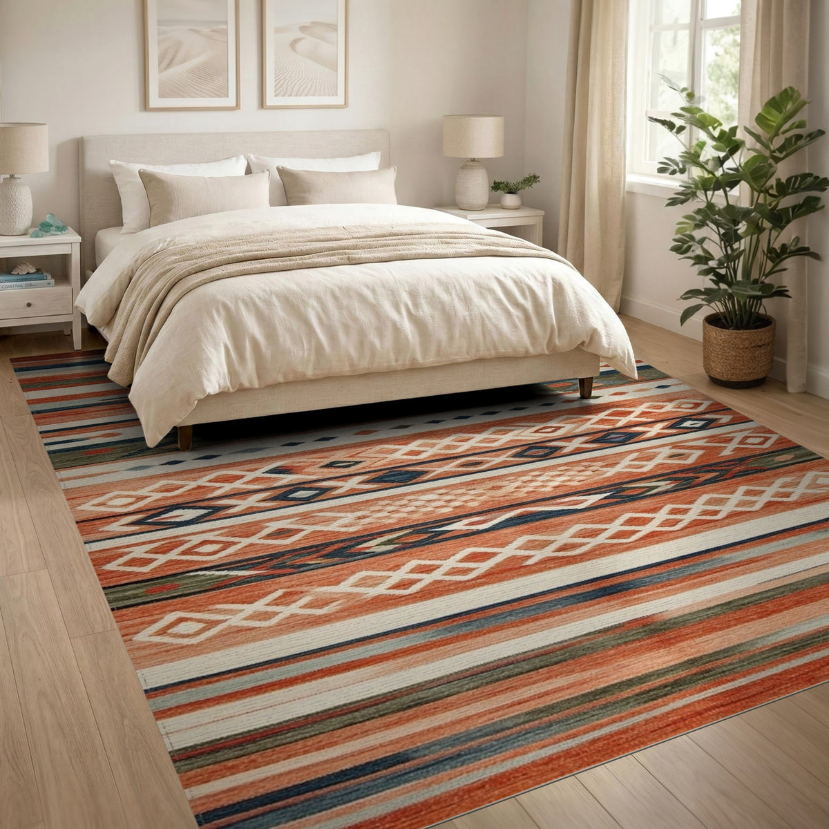 Southwestern Orange Geometric Area Rug