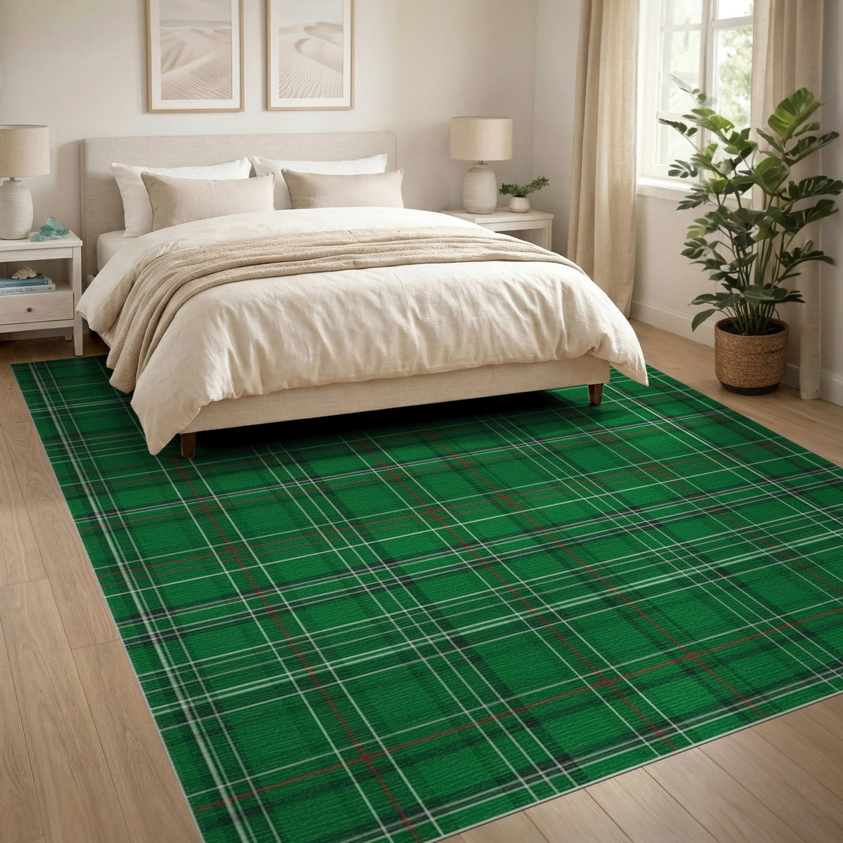 Green Plaid Heritage Area Rug