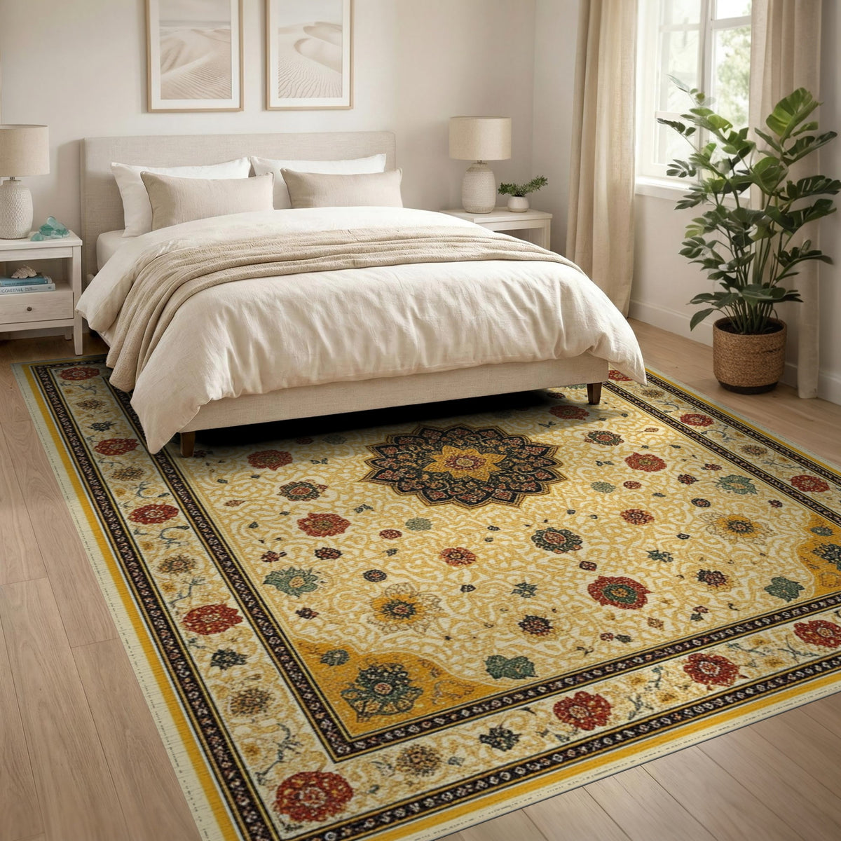 Traditional Persian Multi-color and Patterns Traditional Persian Floral Medallion Area Rug