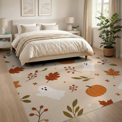 Cute Ghost Pumpkin Washable Area Rug