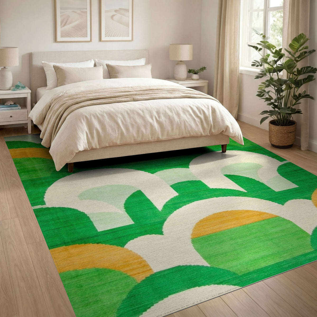 Green Geometric Arch Area Rug