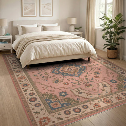 Medallion Pink Floral Medallion Vintage Area Rug