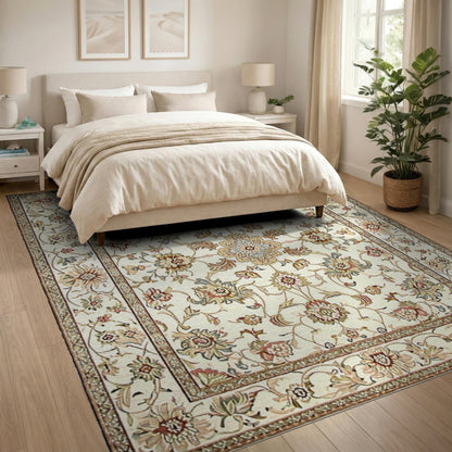 Beige Traditional Persian Floral Traditional Persian Area Rug