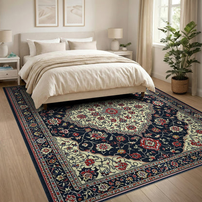 Navy Blue Traditional Persian No. 8 Area Rug