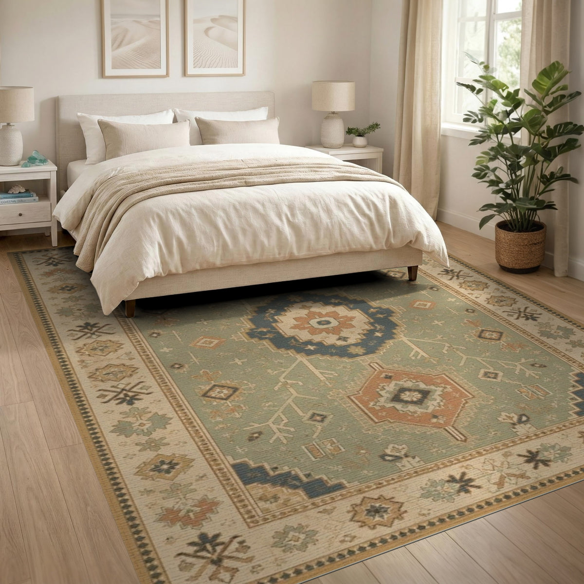 Blue Teal Heritage Medallion Area Rug
