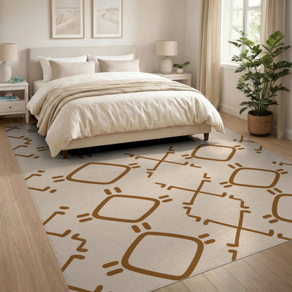 Brown Geometric Tribal Area Rug