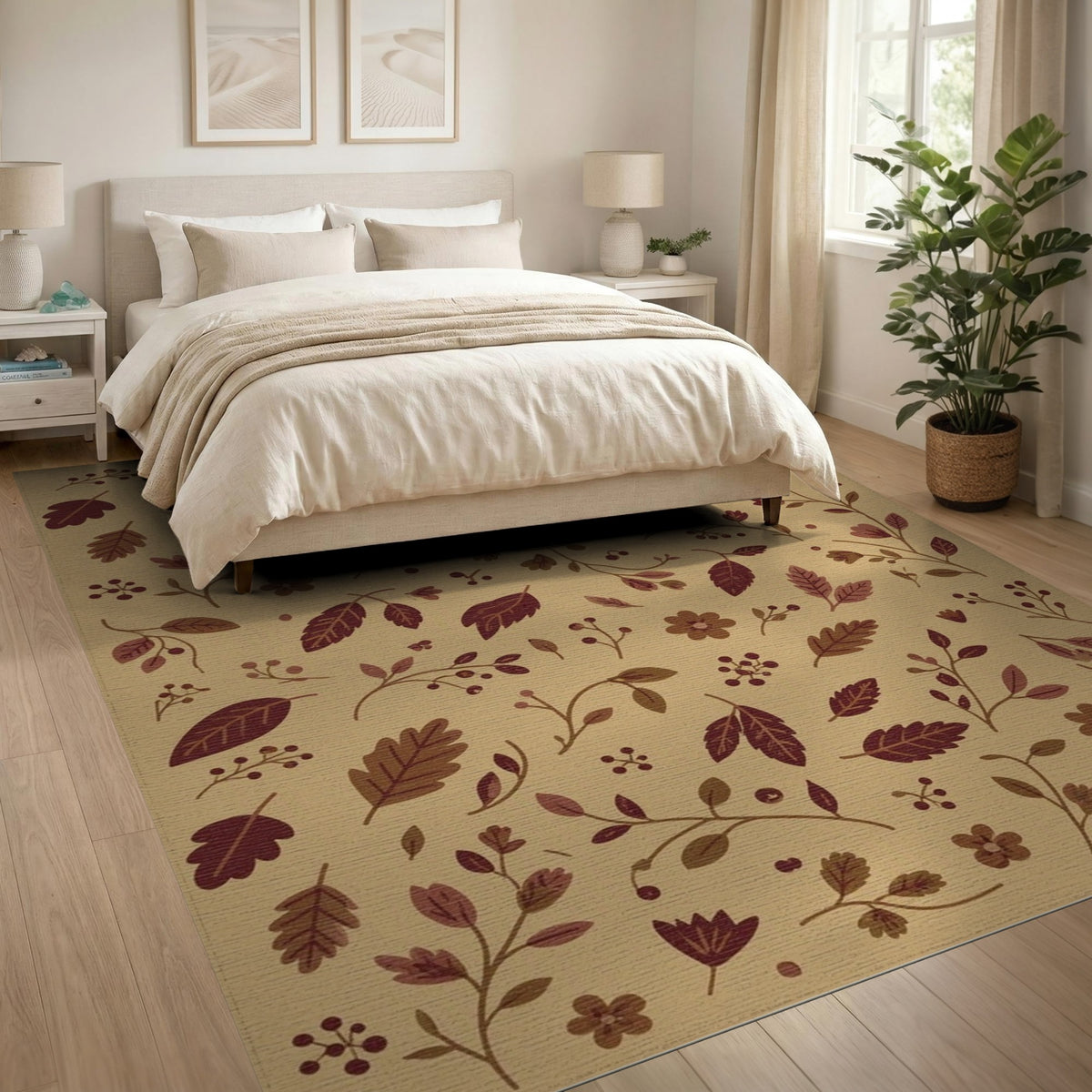 Vintage Brown Botanical Area Rug