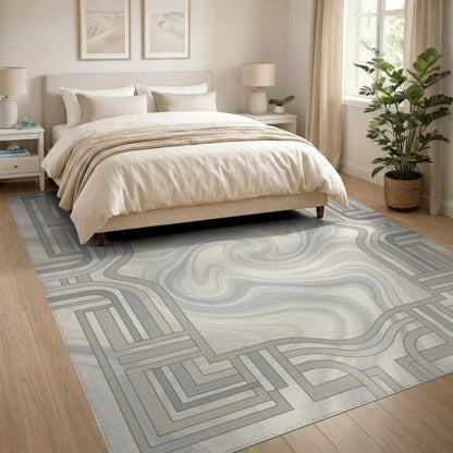 Neutral Geometric Marble Area Rug