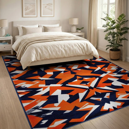 Geometric Modern Multi-color and Patterns Bold Orange Geometric Area Rug