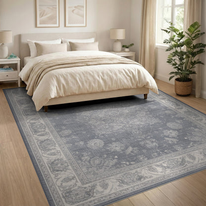 Grey Floral Vintage Grey Area Rug