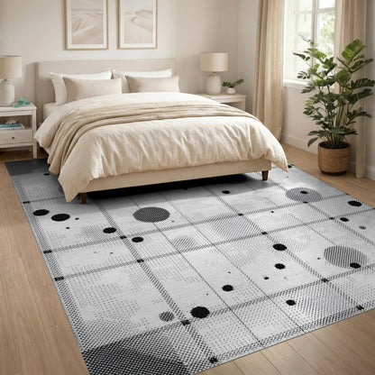 Geometric Modern Dot Black White Geometric Dot Area Rug