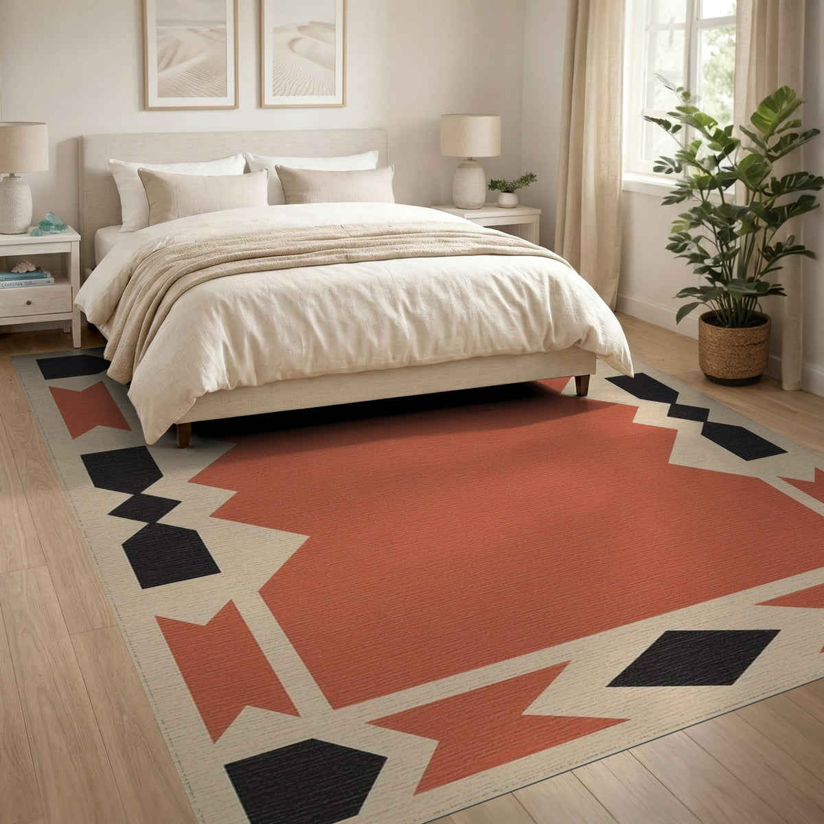 Geometric Orange Southwestern Orange Geometric Area Rug