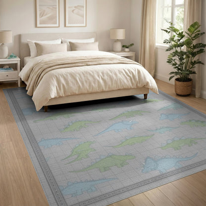 Kids Cartoon Multi-color and Patterns Dinosaur Friends Kids Area Rug