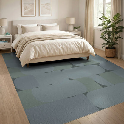 Blue Teal Abstract Area Rug