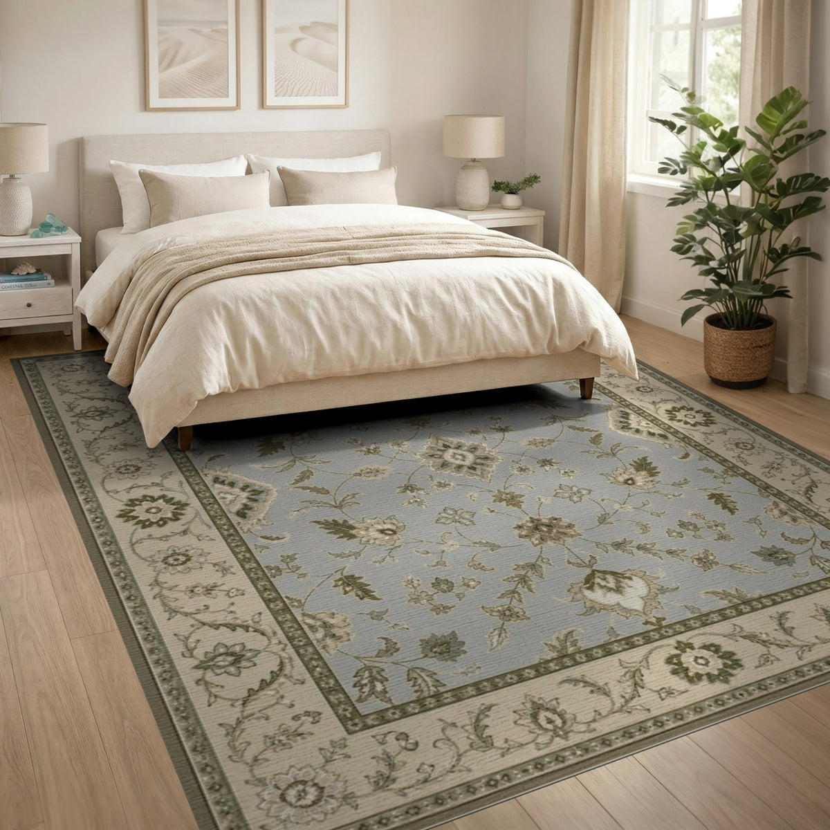 Blue Floral Vintage Area Rug