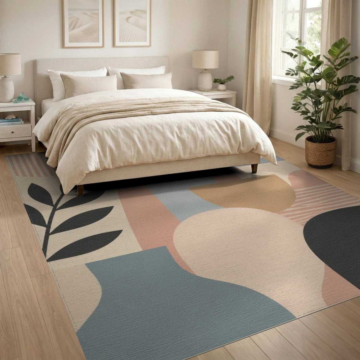 Beige Abstract Arch Area Rug