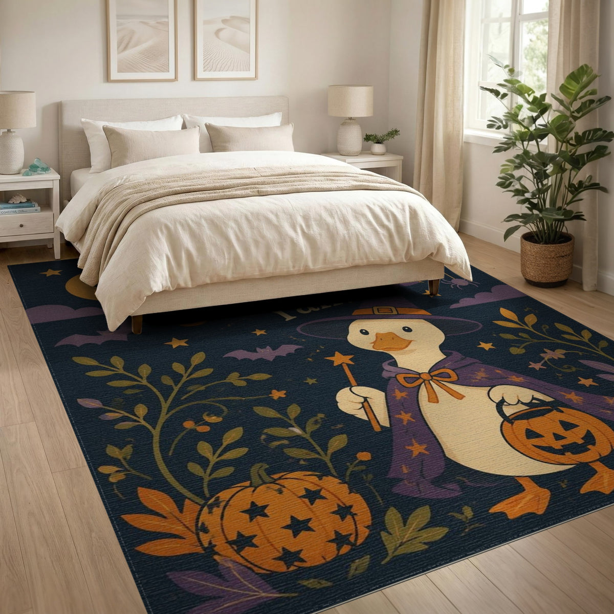 Happy Halloween Duck Witch Area Rug