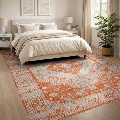 Orange Distressed Vintage No. 8 Area Rug