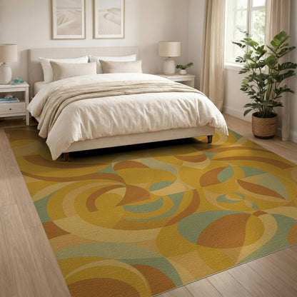 Retro Abstract Swirl Area Rug
