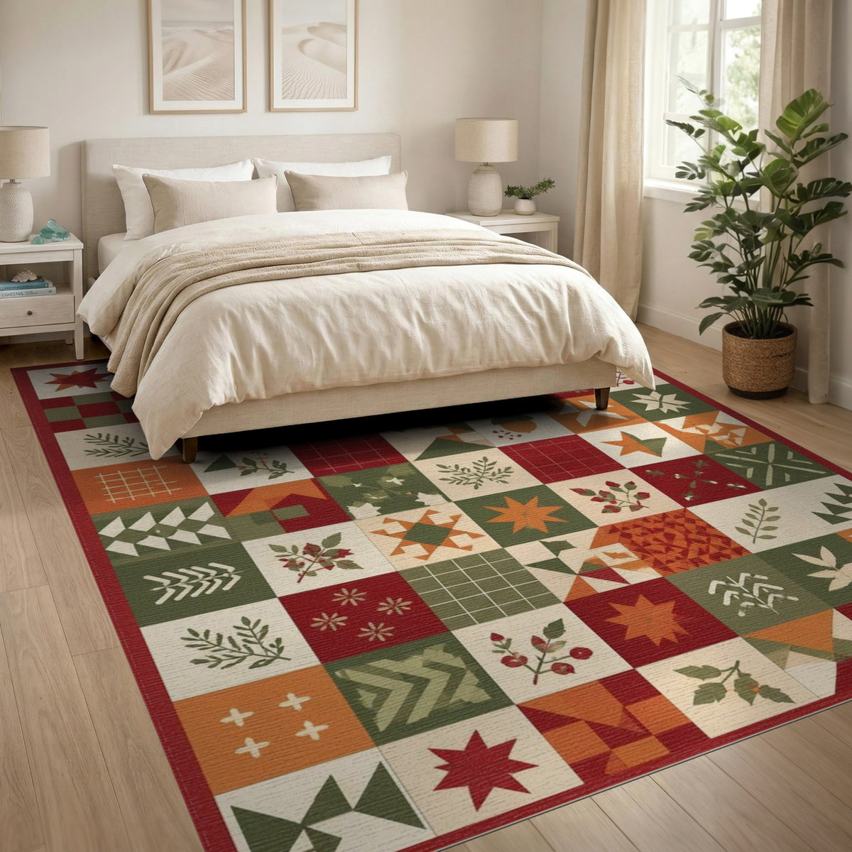 Autumn Patchwork Washable Area Rug