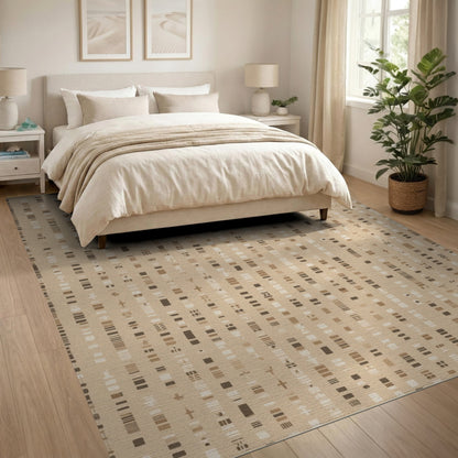 Beige and Neutral Beige Geometric Motif Area Rug