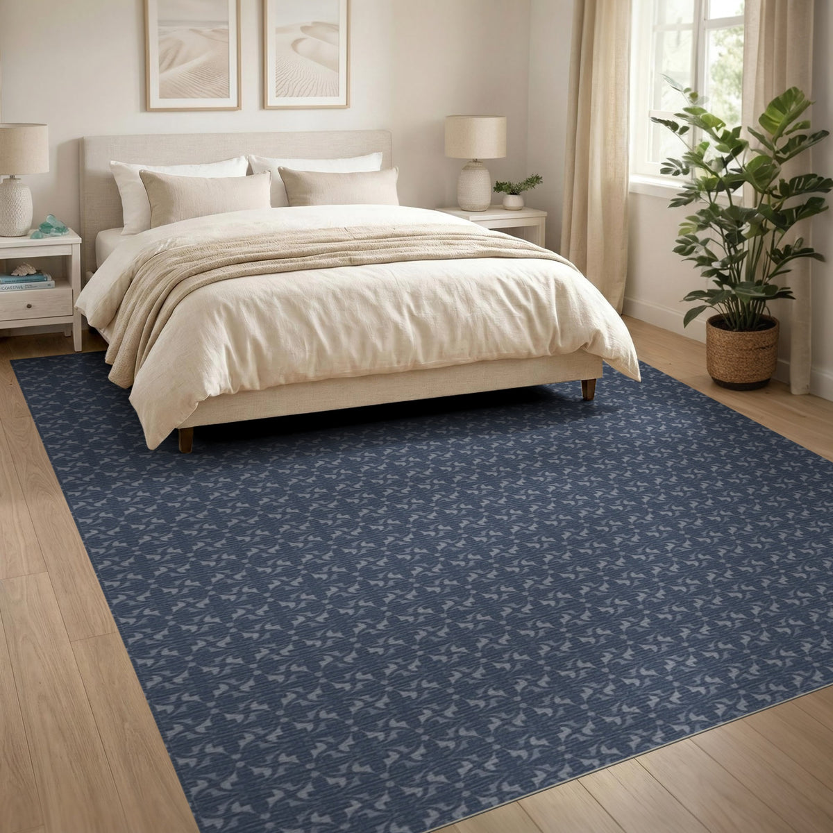 Navy Blue Geometric Area Rug