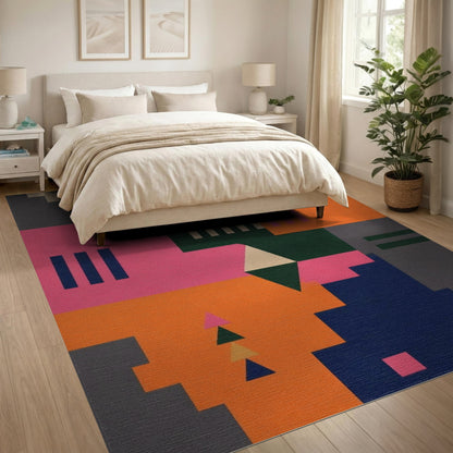 Bold Geometric Multi-Color Area Rug