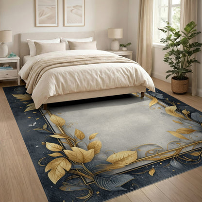 Gold Leaf Floral Vintage Area Rug