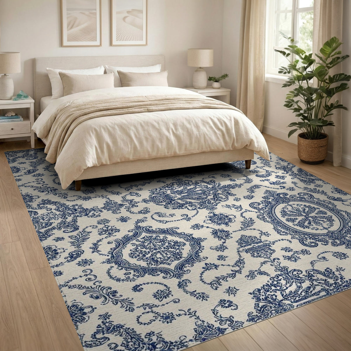 Blue Floral Vintage Area Rug