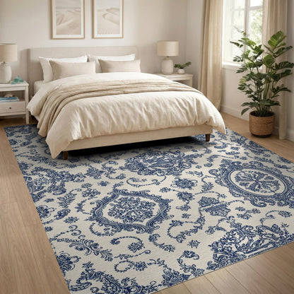 Blue Floral Vintage Area Rug