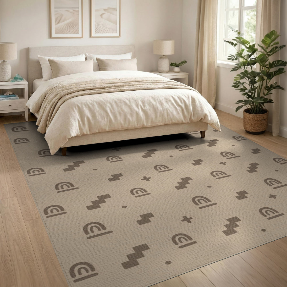 Beige Geometric Arch and Step Area Rug