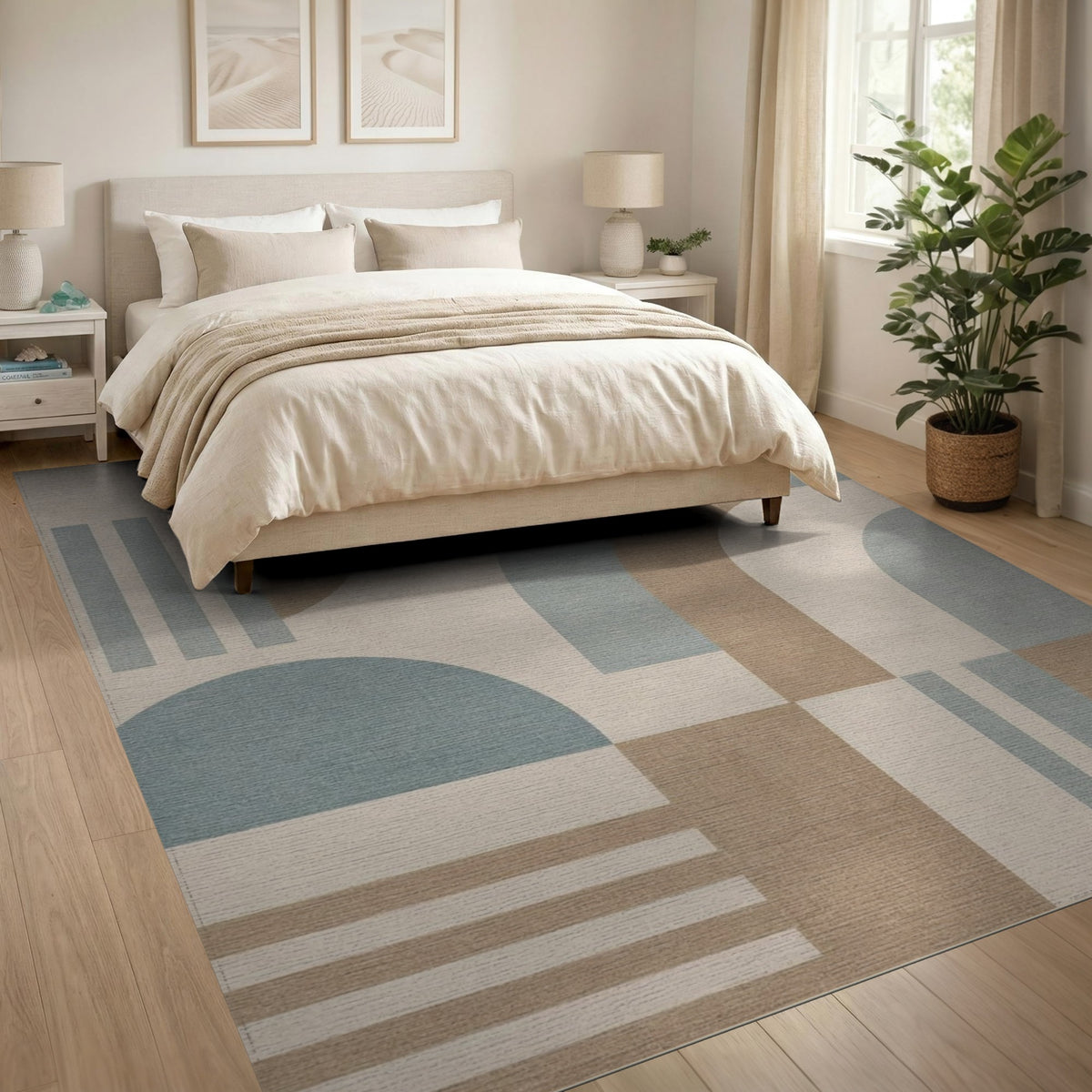 Beige and Neutral Geometric Arch Area Rug