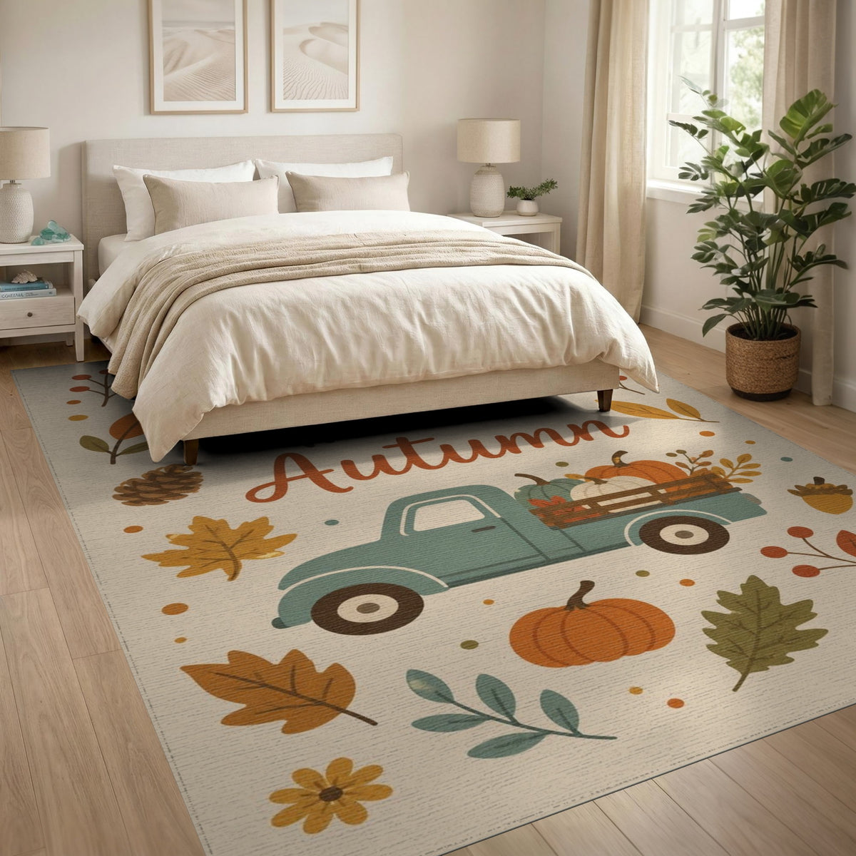 Welcome Autumn Truck Area Rug