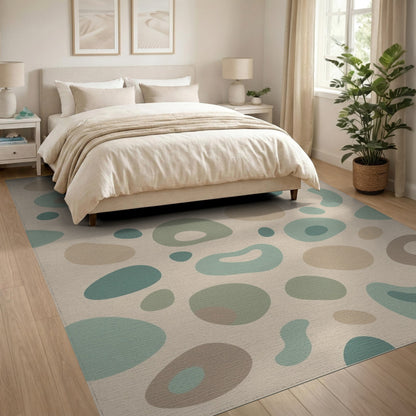 Abstract Neutral Pebble Area Rug