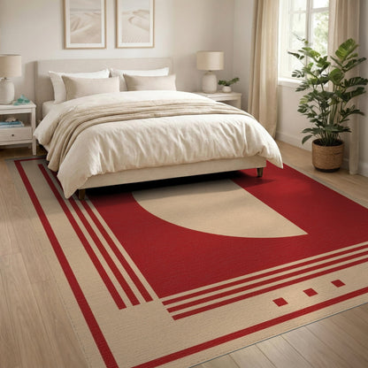 Red Geometric Modern Red Geometric Area Rug