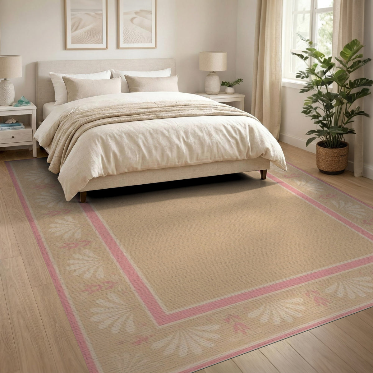 Blush Pink Floral Vintage Area Rug