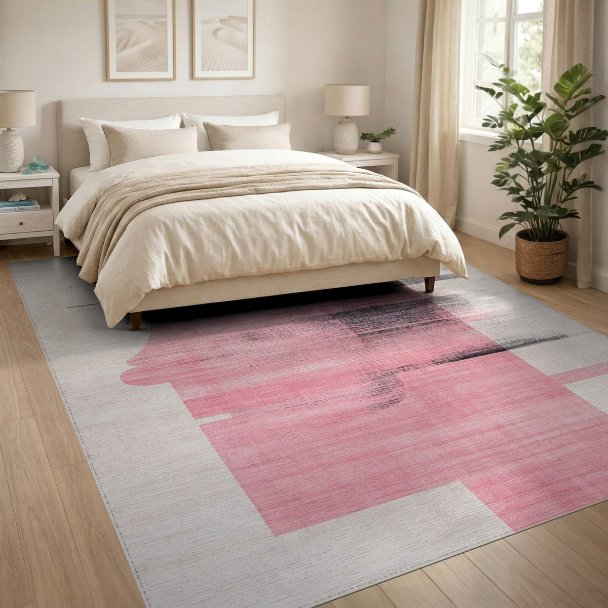 Pink Abstract Face Silhouette Rug