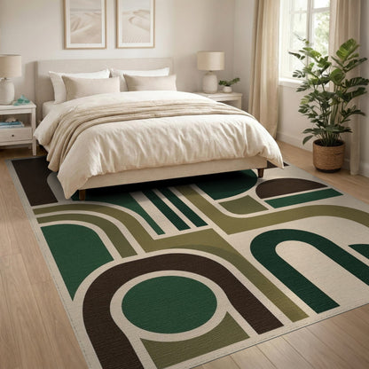Green Geometric Modern Area Rug