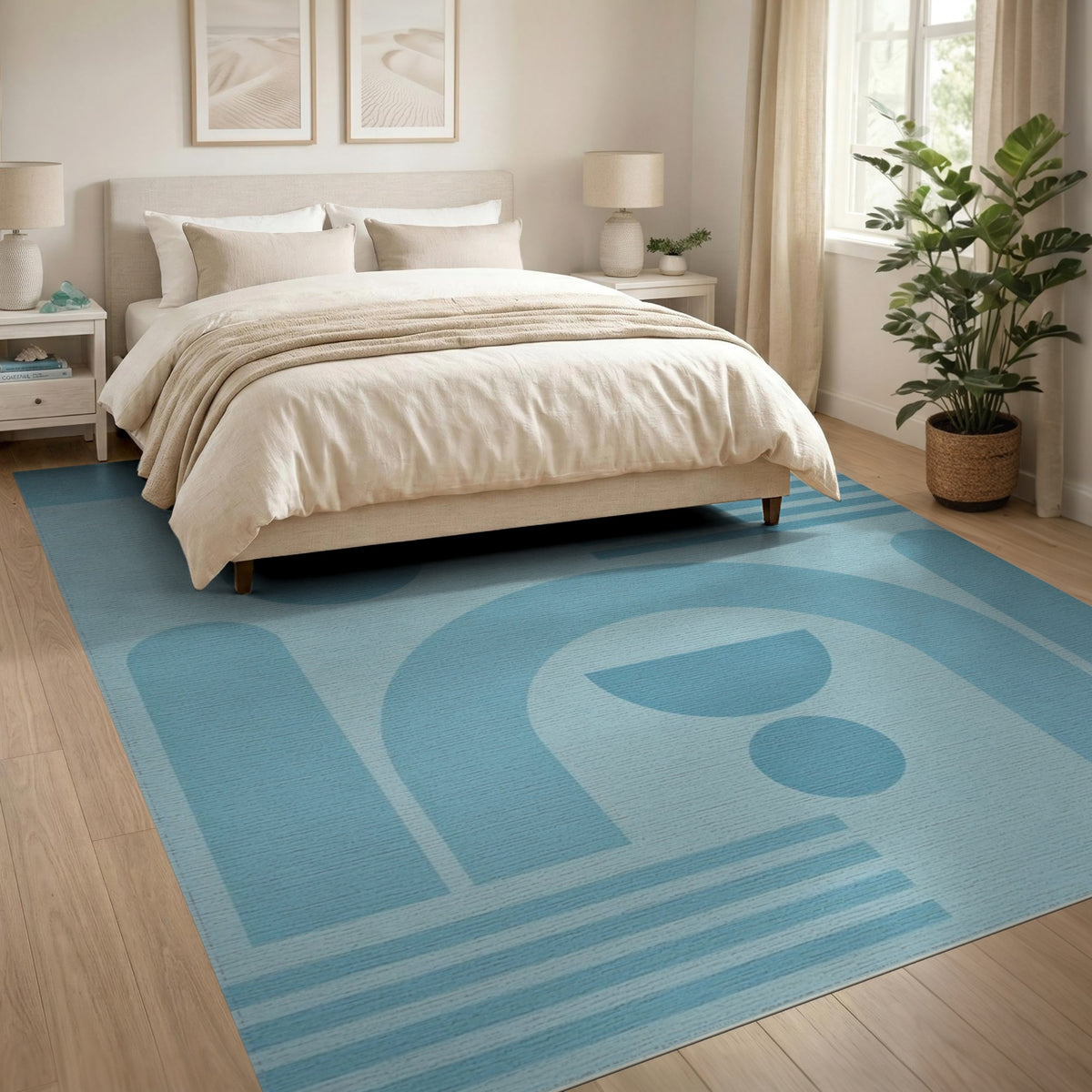Geometric Modern Blue Geometric Area Rug
