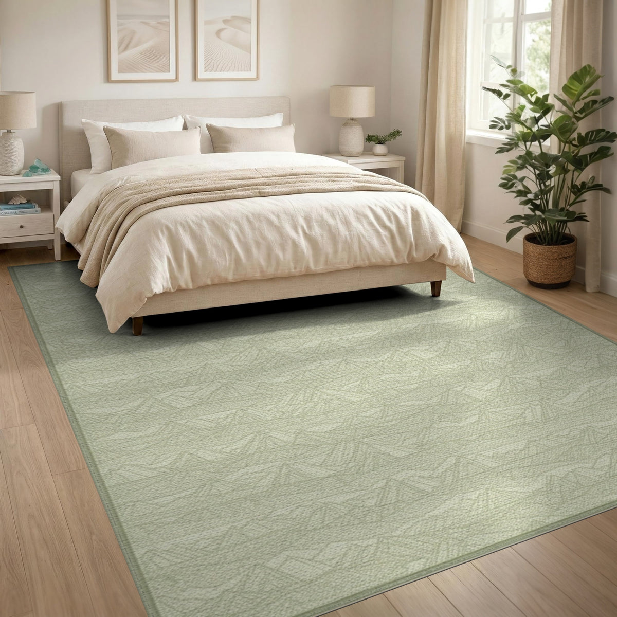 Sage Green Mountain Geometric Area Rug