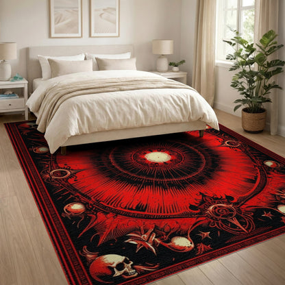 Red Skull Mandala Area Rug