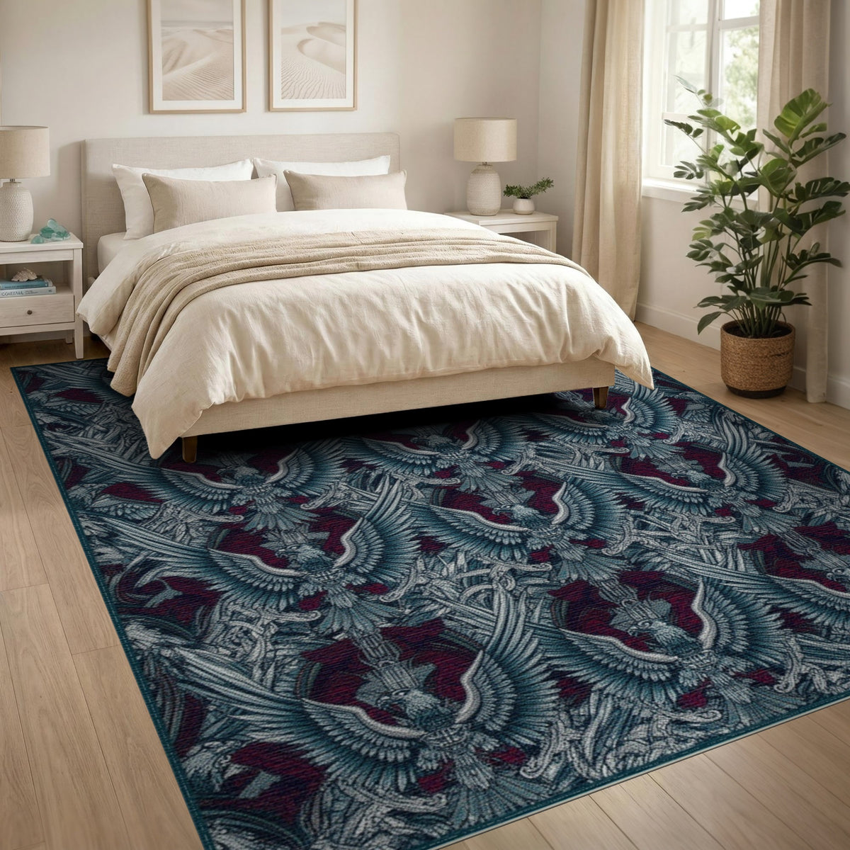 Eagle Wings Blue Teal Area Rug