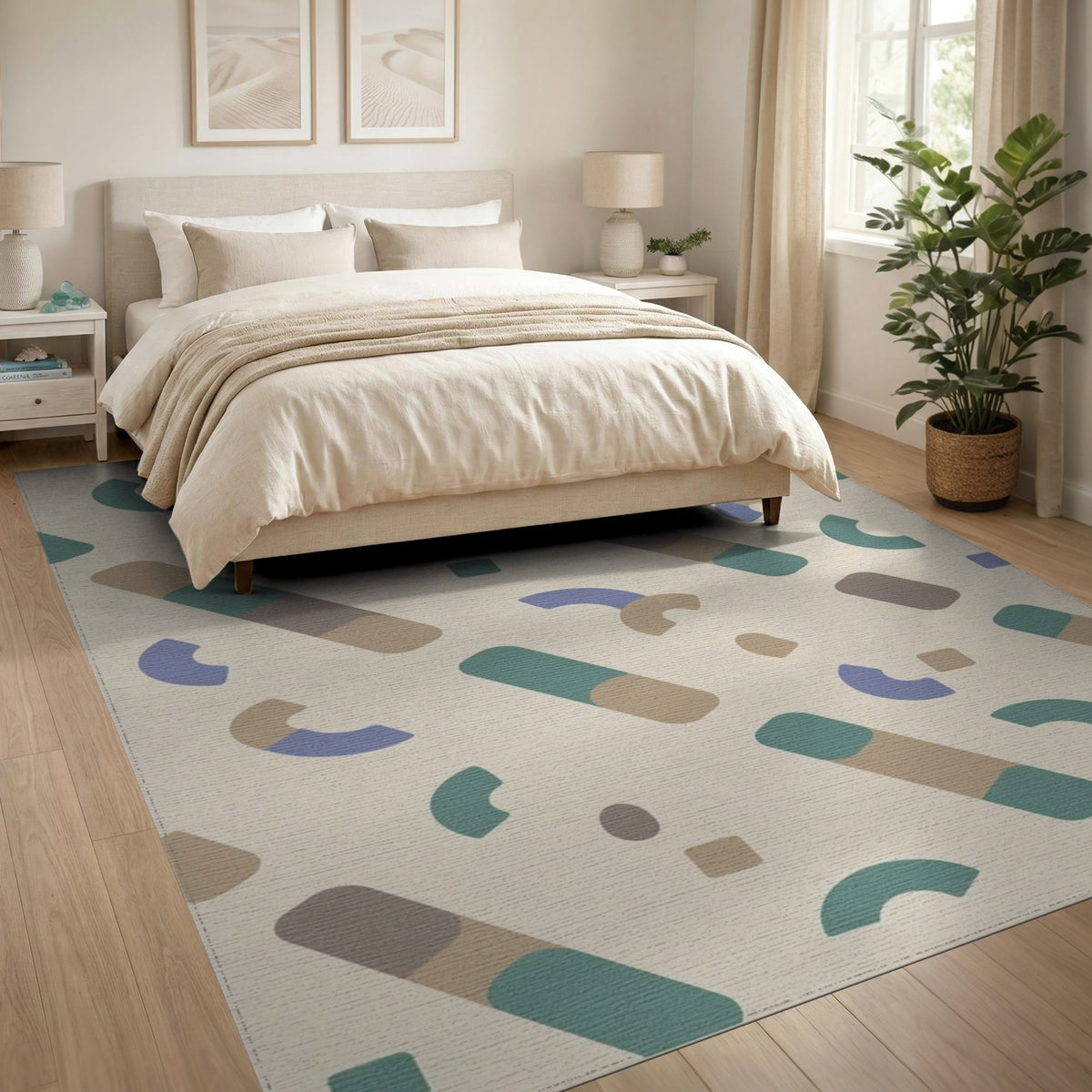 Beige Geometric Area Rug