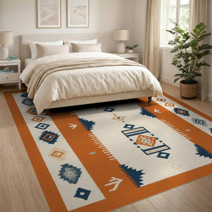 Orange Southwestern Geometric Area Rug