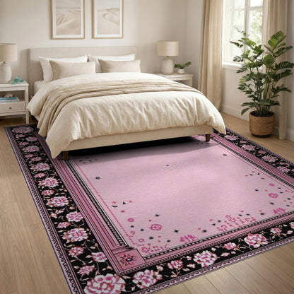 Pink Floral Arch Vintage Area Rug