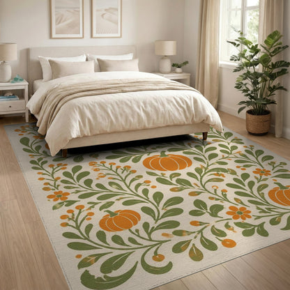 Pumpkin Orange Pumpkin Vine Area Rug