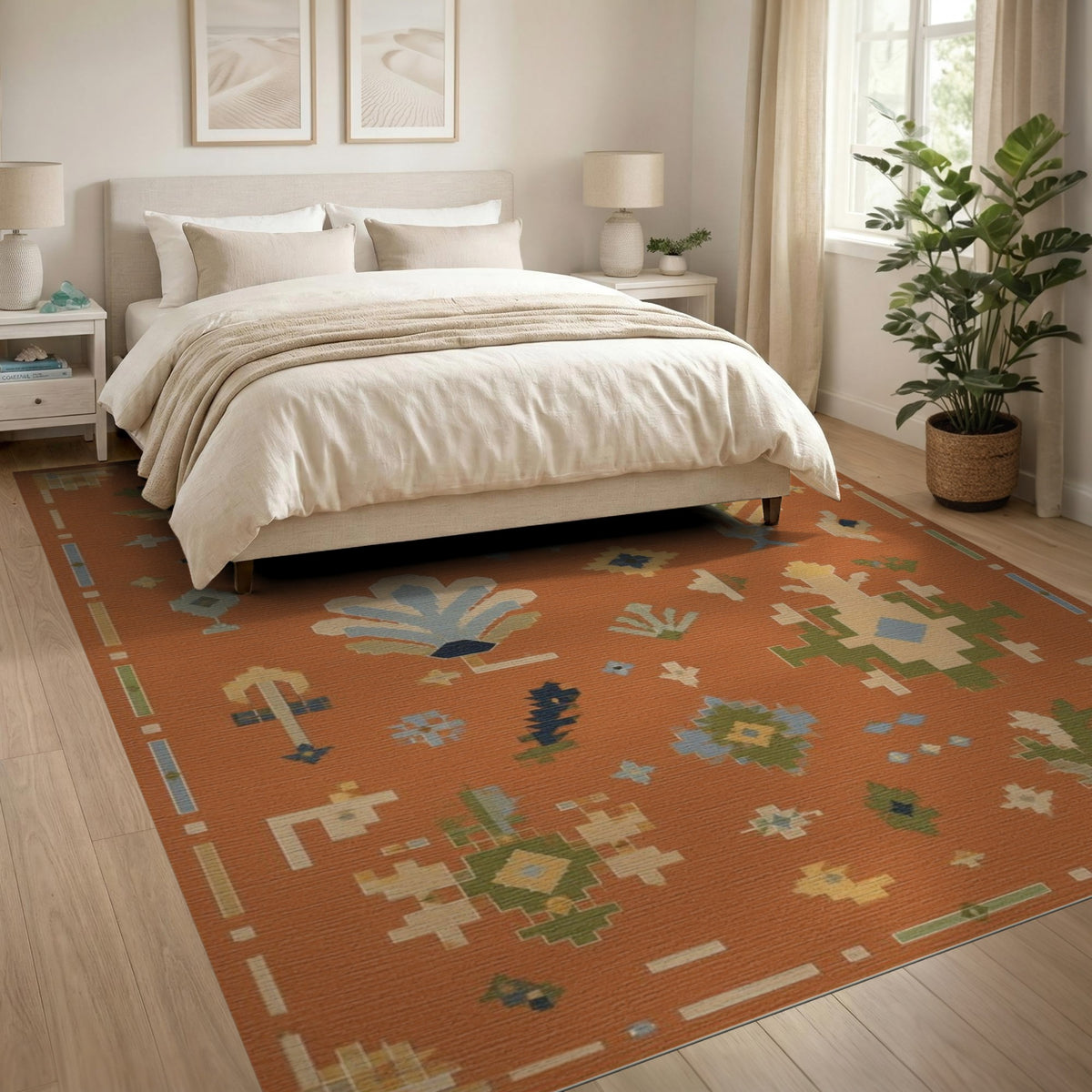 Southwestern Orange Geometric Area Rug