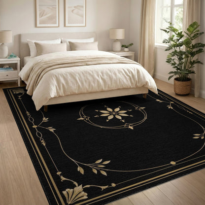 Gold Floral Medallion Persian Area Rug